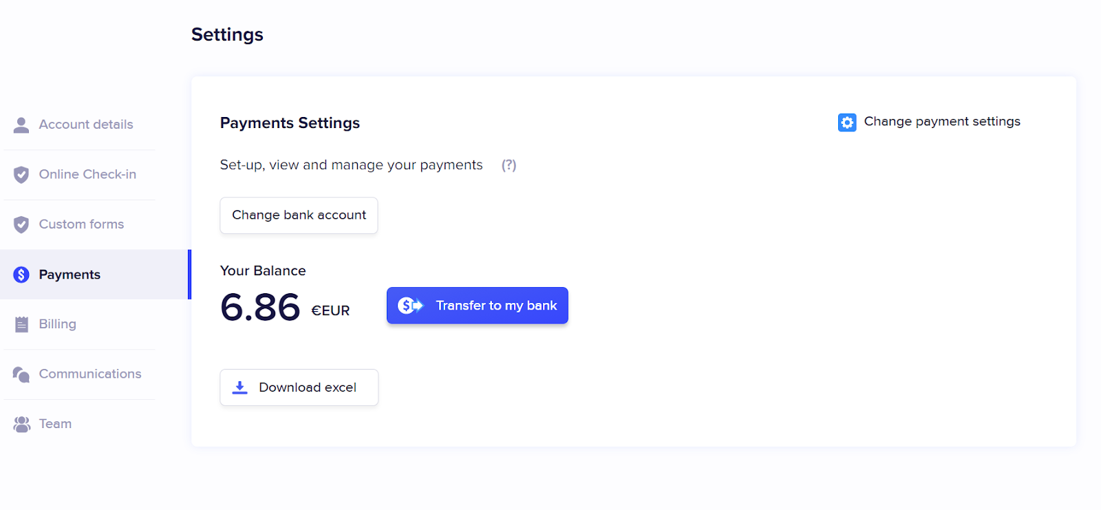 Transfer Payments Balance to Bank Account
